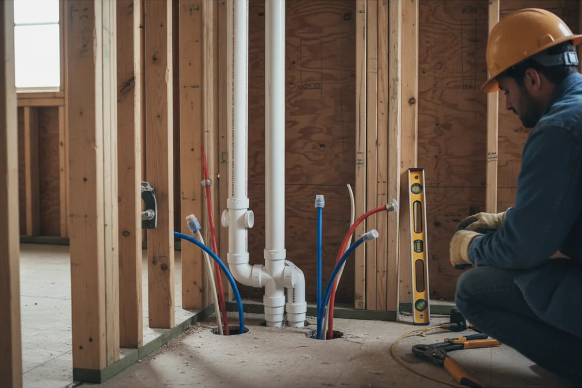 Drain and supply rough-in during Leak Detection in Castle